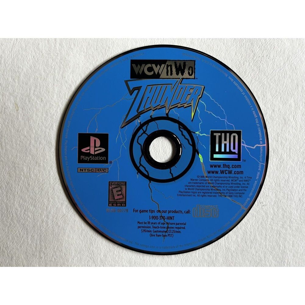 PS1 - WCW/NWO Thunder (Sony PlayStation 1, 1999) Disc‎ Only Black Label